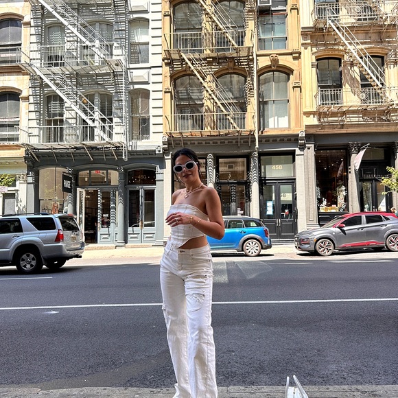 Cargo pants and a corset set. Stretchy denim. Size M. - Picture 5 of 6